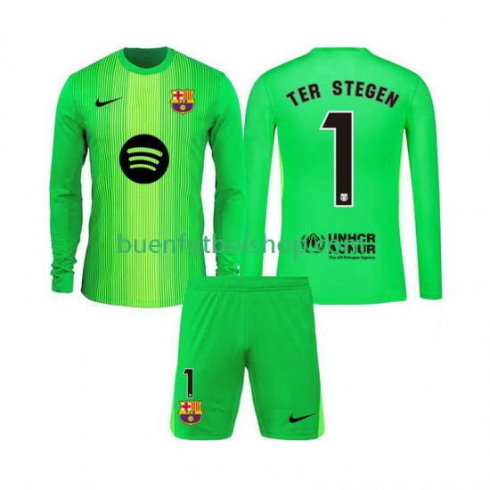 Camiseta de Fútbol FC Barcelona Portero Ter Stegen 1 2025-2026 Primera Equipación Manga Larga Niño