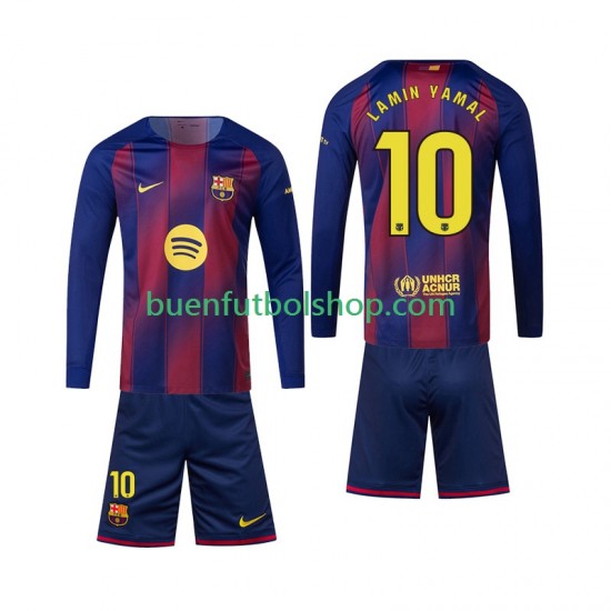 Camiseta de Fútbol FC Barcelona Lamine Yamal 10 2025-2026 Primera Equipación Manga Larga Niño