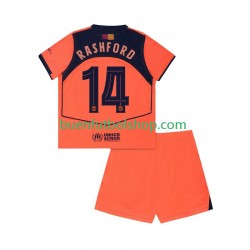 Camiseta de Fútbol FC Barcelona Marcus Rashford 14 UCL 2025-2026 Tercera Equipación Manga Corta Niño
