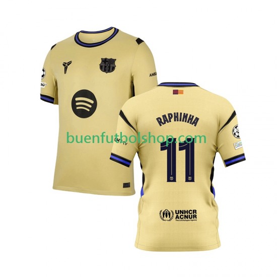 Camiseta de Fútbol FC Barcelona Raphinha 11 Champions League 2025-2026 Segunda Equipación Manga Corta Hombre