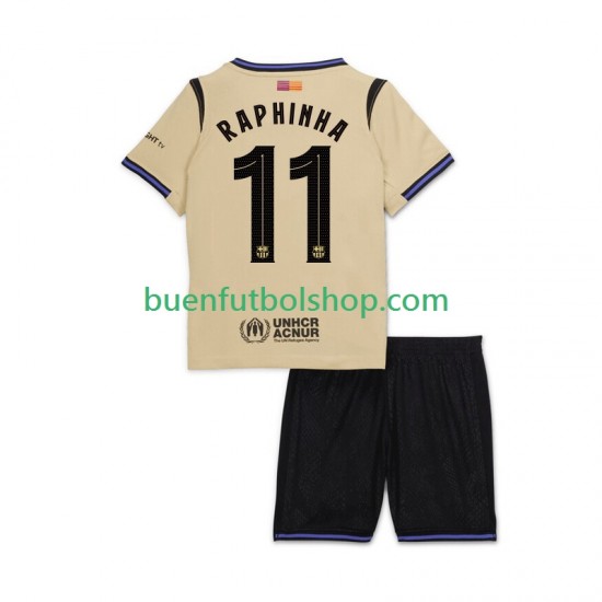 Camiseta de Fútbol FC Barcelona Raphinha 11 UCL 2025-2026 Segunda Equipación Manga Corta Niño
