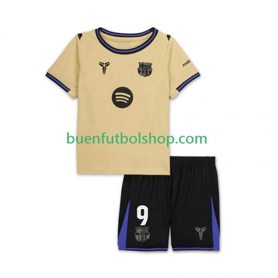 Camiseta de Fútbol FC Barcelona Robert Lewandowski 9 UCL 2025-2026 Segunda Equipación Manga Corta Niño