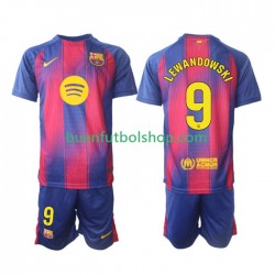 Camiseta de Fútbol FC Barcelona Robert Lewandowski 9 2025-2026 Primera Equipación Manga Corta Niño
