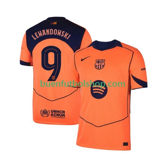Camiseta de Fútbol FC Barcelona Robert Lewandowski 9 UCL 2025-2026 Tercera Equipación Manga Corta Hombre