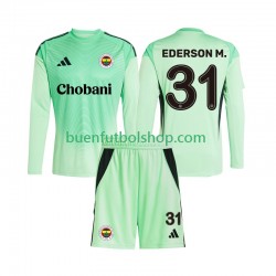 Camiseta de Fútbol Portero Fenerbahce Ederson Moraes 31 2025-2026 Segunda Equipación Manga Larga Niño