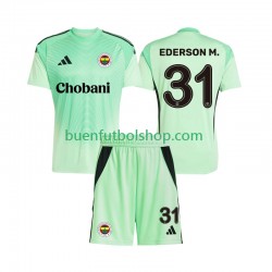 Camiseta de Fútbol Portero Fenerbahce Ederson Moraes 31 2025-2026 Segunda Equipación Manga Corta Niño