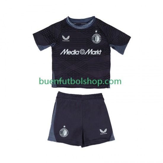 Camiseta de Fútbol Feyenoord Rotterdam 2025-2026 Segunda Equipación Manga Corta Niño