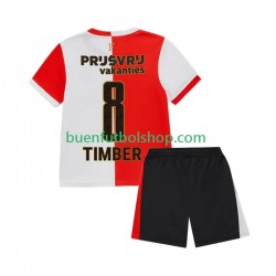 Camiseta de Fútbol Feyenoord Rotterdam Quinten Timber 8 2025-2026 Primera Equipación Manga Corta Niño