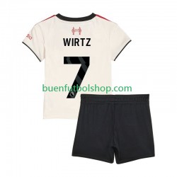 Camiseta de Fútbol Liverpool Florian Wirtz 7 2025-2026 Segunda Equipación Manga Corta Niño
