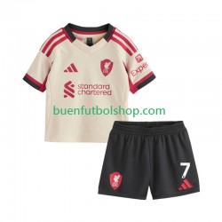 Camiseta de Fútbol Liverpool Florian Wirtz 7 2025-2026 Segunda Equipación Manga Corta Niño