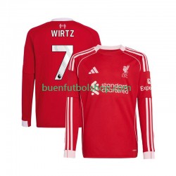 Camiseta de Fútbol Liverpool Florian Wirtz 7 2025-2026 Primera Equipación Manga Larga Hombre