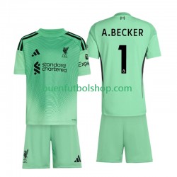 Camiseta de Fútbol Liverpool Portero Alisson Becker 1 2025-2026 Primera Equipación Manga Corta Niño