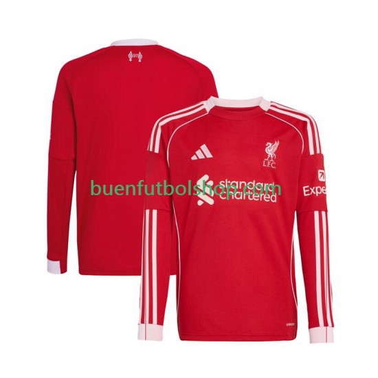 Camiseta de Fútbol Liverpool 2025-2026 Primera Equipación Manga Larga Hombre