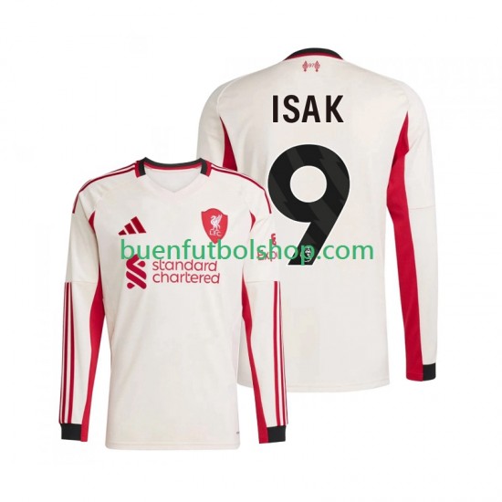 Camiseta de Fútbol Liverpool ISAK 9 2025-2026 Segunda Equipación Manga Larga Hombre