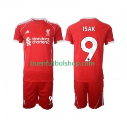 Camiseta de Fútbol Liverpool ISAK 9 2025-2026 Primera Equipación Manga Corta Niño