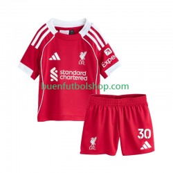 Camiseta de Fútbol Liverpool Jeremie Frimpong 30 2025-2026 Primera Equipación Manga Corta Niño