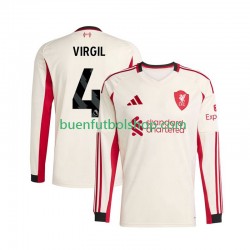 Camiseta de Fútbol Liverpool Virgil van Dijk 4 2025-2026 Segunda Equipación Manga Larga Hombre