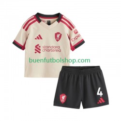 Camiseta de Fútbol Liverpool Virgil van Dijk 4 2025-2026 Segunda Equipación Manga Corta Niño