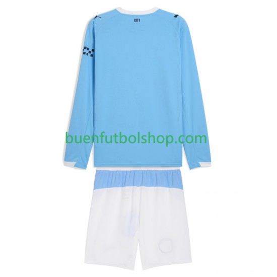 Camiseta de Fútbol Manchester City 2025-2026 Primera Equipación Manga Larga Niño
