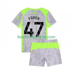 Camiseta de Fútbol Manchester City Phil Foden 47 2025-2026 Tercera Equipación Manga Corta Niño
