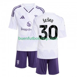 Camiseta de Fútbol Manchester United Benjamin Sesko 30 2025-2026 Segunda Equipación Manga Corta Niño