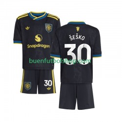 Camiseta de Fútbol Manchester United Benjamin Sesko 30 2025-2026 Tercera Equipación Manga Corta Niño
