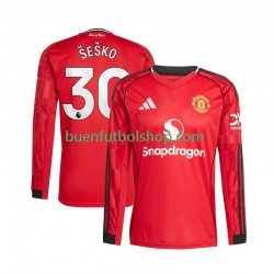 Camiseta de Fútbol Manchester United Benjamin Sesko 30 2025-2026 Primera Equipación Manga Larga Hombre