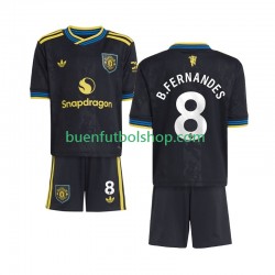 Camiseta de Fútbol Manchester United Bruno Fernandes 8 2025-2026 Tercera Equipación Manga Corta Niño