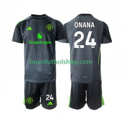 Camiseta de Fútbol Manchester United Portero Andre Onana 24 2025-2026 Segunda Equipación Manga Corta Niño