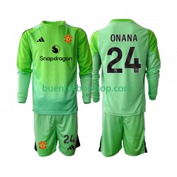 Camiseta de Fútbol Manchester United Portero Andre Onana 24 2025-2026 Cuarta Equipación Manga Larga Niño