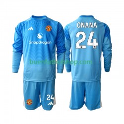Camiseta de Fútbol Manchester United Portero Andre Onana 24 2025-2026 Primera Equipación Manga Larga Niño