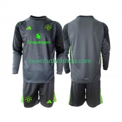Camiseta de Fútbol Manchester United Portero 2025-2026 Segunda Equipación Manga Larga Niño
