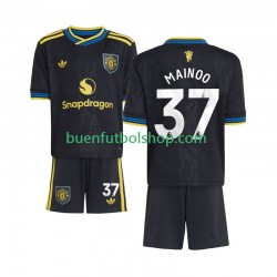 Camiseta de Fútbol Manchester United Kobbie Mainoo 37 2025-2026 Tercera Equipación Manga Corta Niño