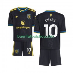 Camiseta de Fútbol Manchester United Matheus Cunha 10 2025-2026 Tercera Equipación Manga Corta Niño