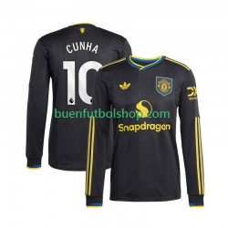 Camiseta de Fútbol Manchester United Matheus Cunha 10 2025-2026 Tercera Equipación Manga Larga Hombre
