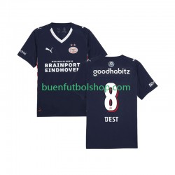 Camiseta de Fútbol PSV Eindhoven Sergino Dest 8 2025-2026 Segunda Equipación Manga Corta Hombre