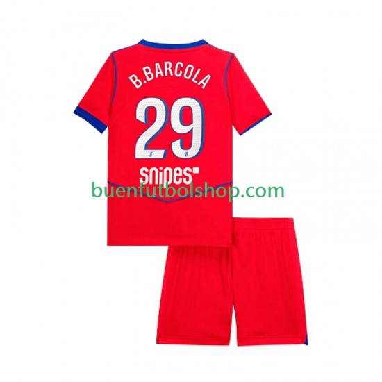 Camiseta de Fútbol Paris Saint-Germain Bradley Barcola 29 2025-2026 Tercera Equipación Manga Corta Niño