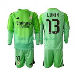 Camiseta de Fútbol Real Madrid Portero Andriy Lunin 13 2025-2026 Segunda Equipación Manga Larga Niño