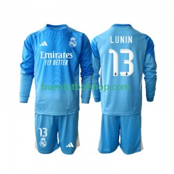 Camiseta de Fútbol Real Madrid Portero Andriy Lunin 13 2025-2026 Primera Equipación Manga Larga Niño