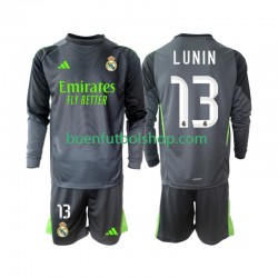 Camiseta de Fútbol Real Madrid Portero Andriy Lunin 13 2025-2026 Tercera Equipación Manga Larga Niño