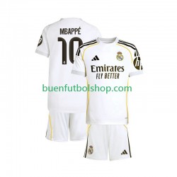 Camiseta de Fútbol Real Madrid Kylian Mbappe 10 2025-2026 Primera Equipación Manga Corta Niño