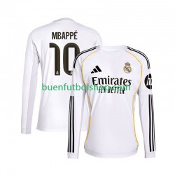 Camiseta de Fútbol Real Madrid Kylian Mbappe 10 2025-2026 Primera Equipación Manga Larga Hombre