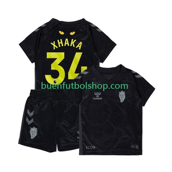 Camiseta de Fútbol Sunderland Granit Xhaka 34 2025-2026 Tercera Equipación Manga Corta Niño
