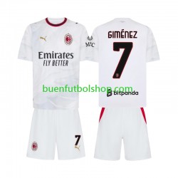 Camiseta de Fútbol AC Milan Gimenez 7 2026-2027 Segunda Equipación Manga Corta Niño