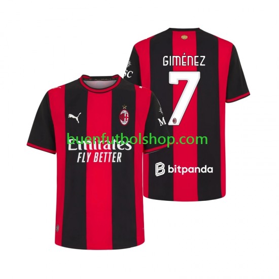 Camiseta de Fútbol AC Milan Gimenez 7 2026-2027 Primera Equipación Manga Corta Hombre