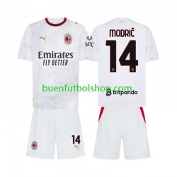 Camiseta de Fútbol AC Milan Luka Modric 14 2026-2027 Segunda Equipación Manga Corta Niño