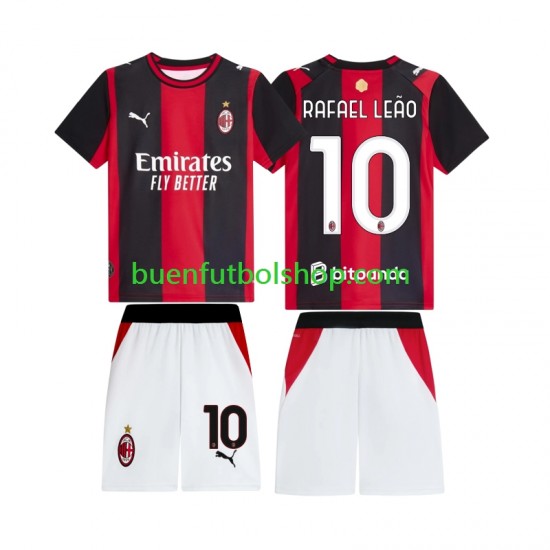 Camiseta de Fútbol AC Milan Rafael Leao 10 2026-2027 Primera Equipación Manga Corta Niño