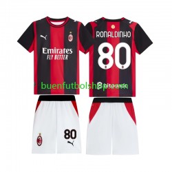 Camiseta de Fútbol AC Milan Ronaldinho 80 2026-2027 Primera Equipación Manga Corta Niño
