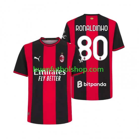 Camiseta de Fútbol AC Milan Ronaldinho 80 2026-2027 Primera Equipación Manga Corta Hombre