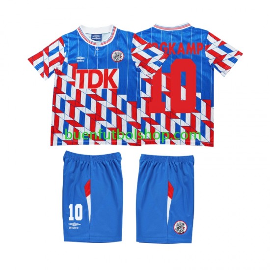 Camiseta de Fútbol AFC Ajax BERGKAMP 10 Retro 1989 1990 Segunda Equipación Manga Larga Niño